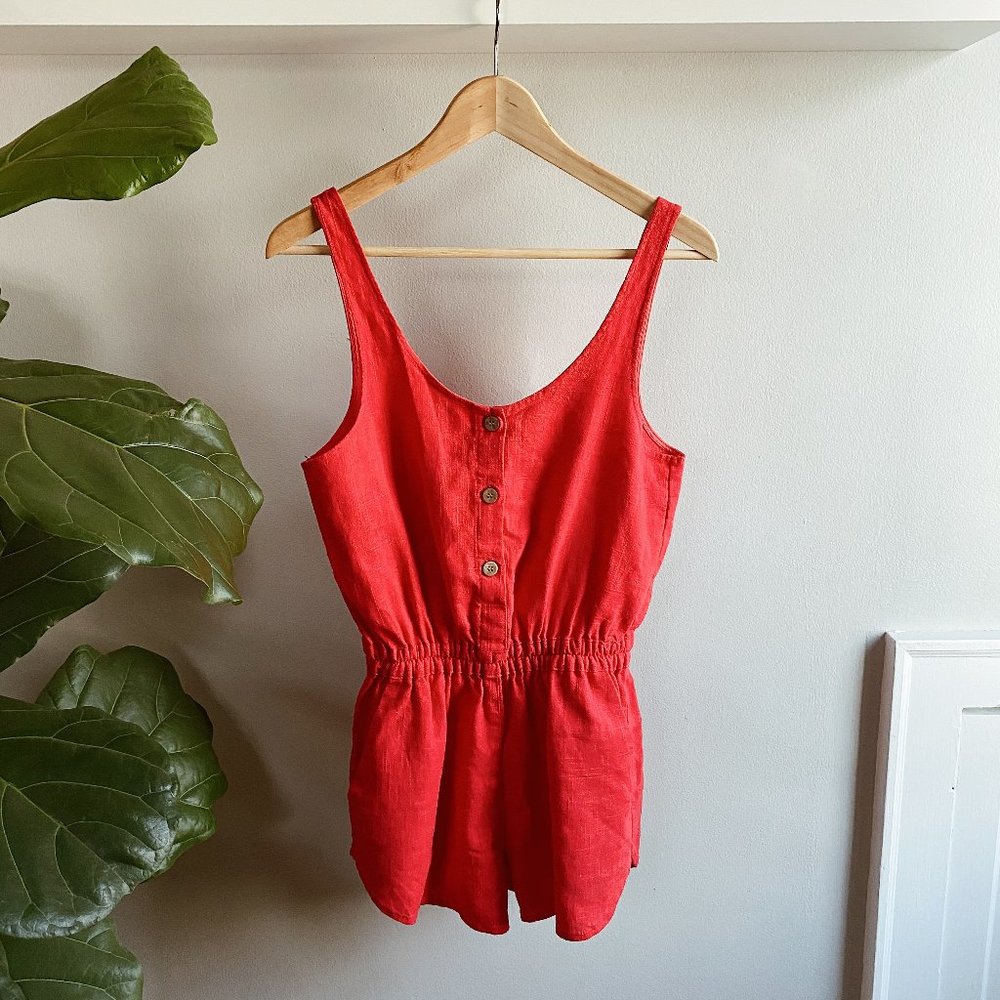 UO Sparkle & Fade Coral Red Romper- Size S